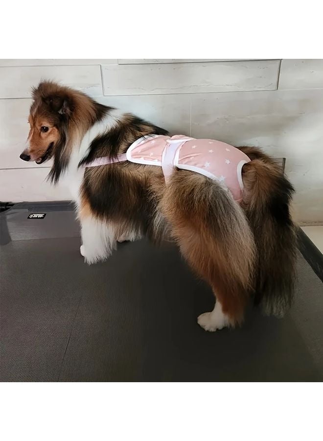 Pink Dog Diaper for Large Breeds Adjustable Washable Star Pattern Pet Hygiene Pants - Image 4